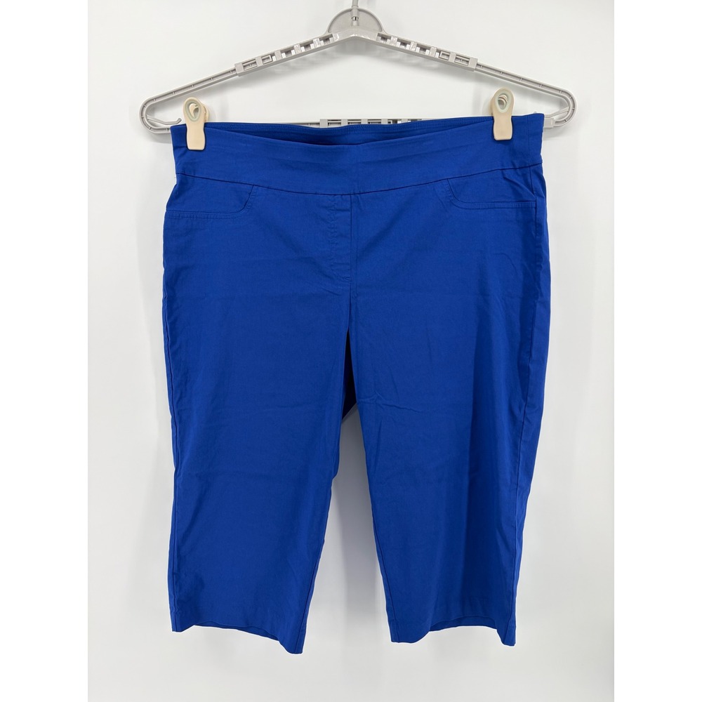 Ruby Rd Womens 24W Royal Blue Capri Pants Stretch Pull On Cropped